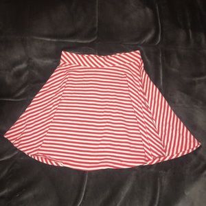 Red Striped High-Waisted Flowy Skirt